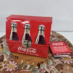 Vintage Coca Cola Miniature Tin‎ Lunch Box Wood Handle NWT Collectible